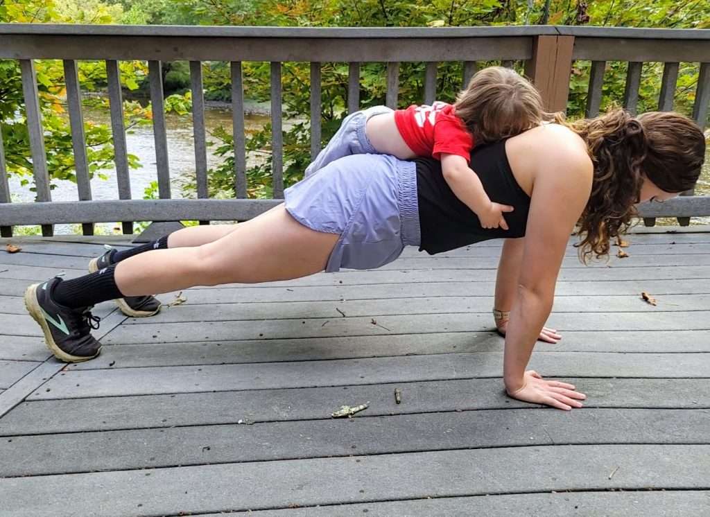 Exercising with Toddlers | Piggy Back Plank