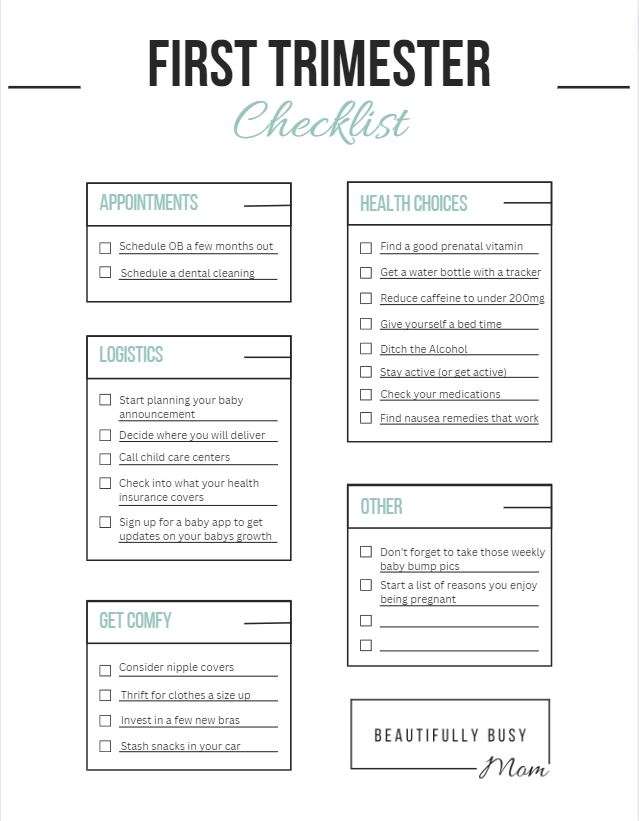 First Trimester Checklist